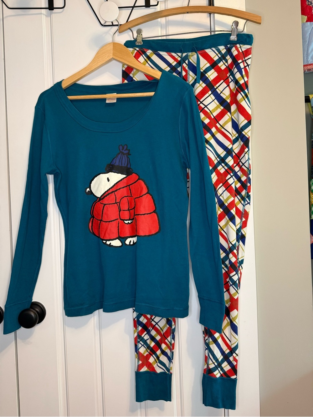 Hanna Andersson x Snoopy pajama set with plaid pants